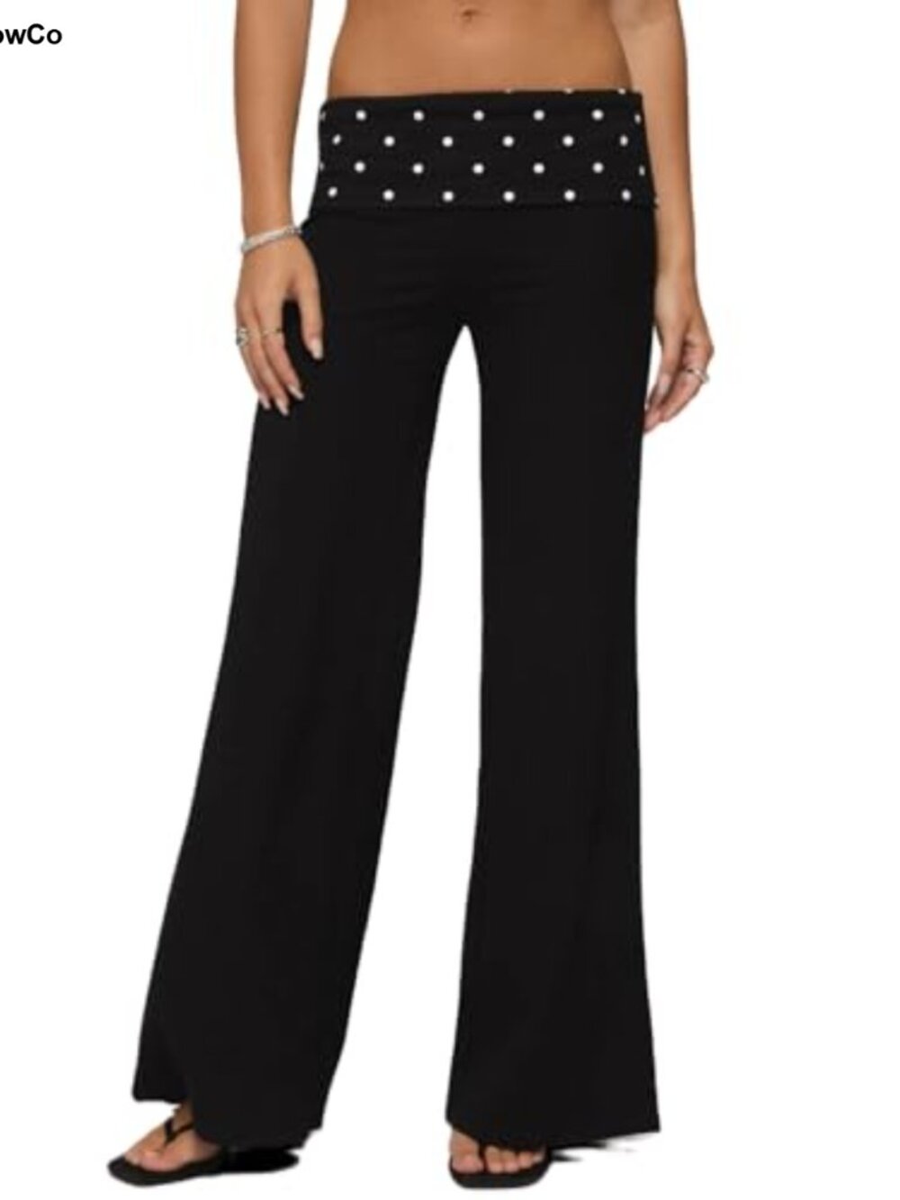 Fold Over Low Rise Flare Yoga Pants for Women High Stretch